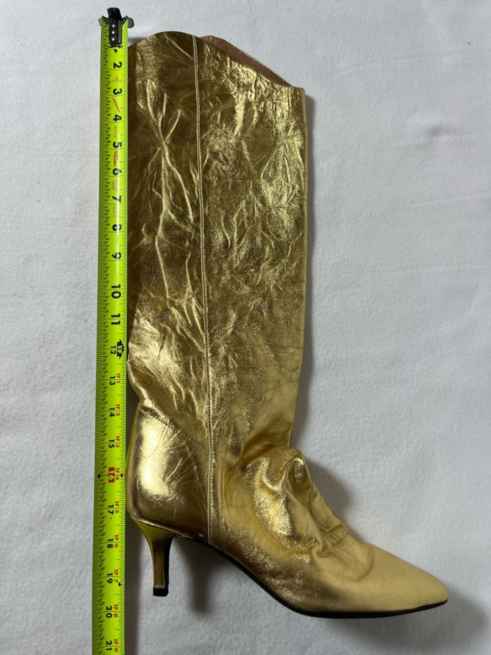 Free People Sloane Slouch Ankle Boots Gold Leather 37.5 (7-7.5) - Picture 10 of 16